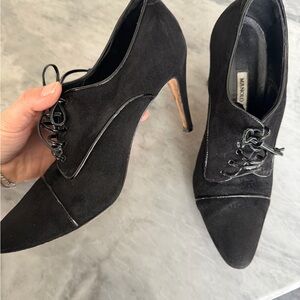 Manolo Blahnik Black Lace-Up Heels size 39
